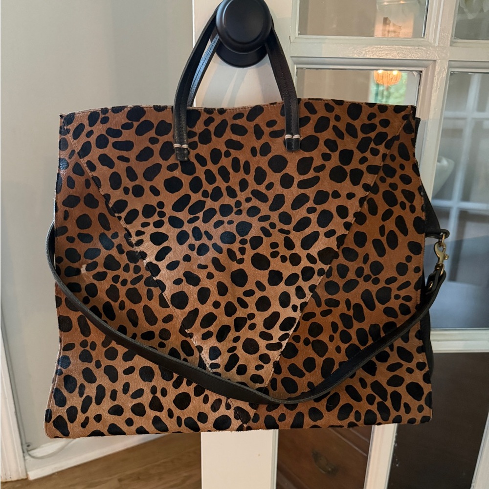 Clare V Leopard Ponyhair Messenger Bag